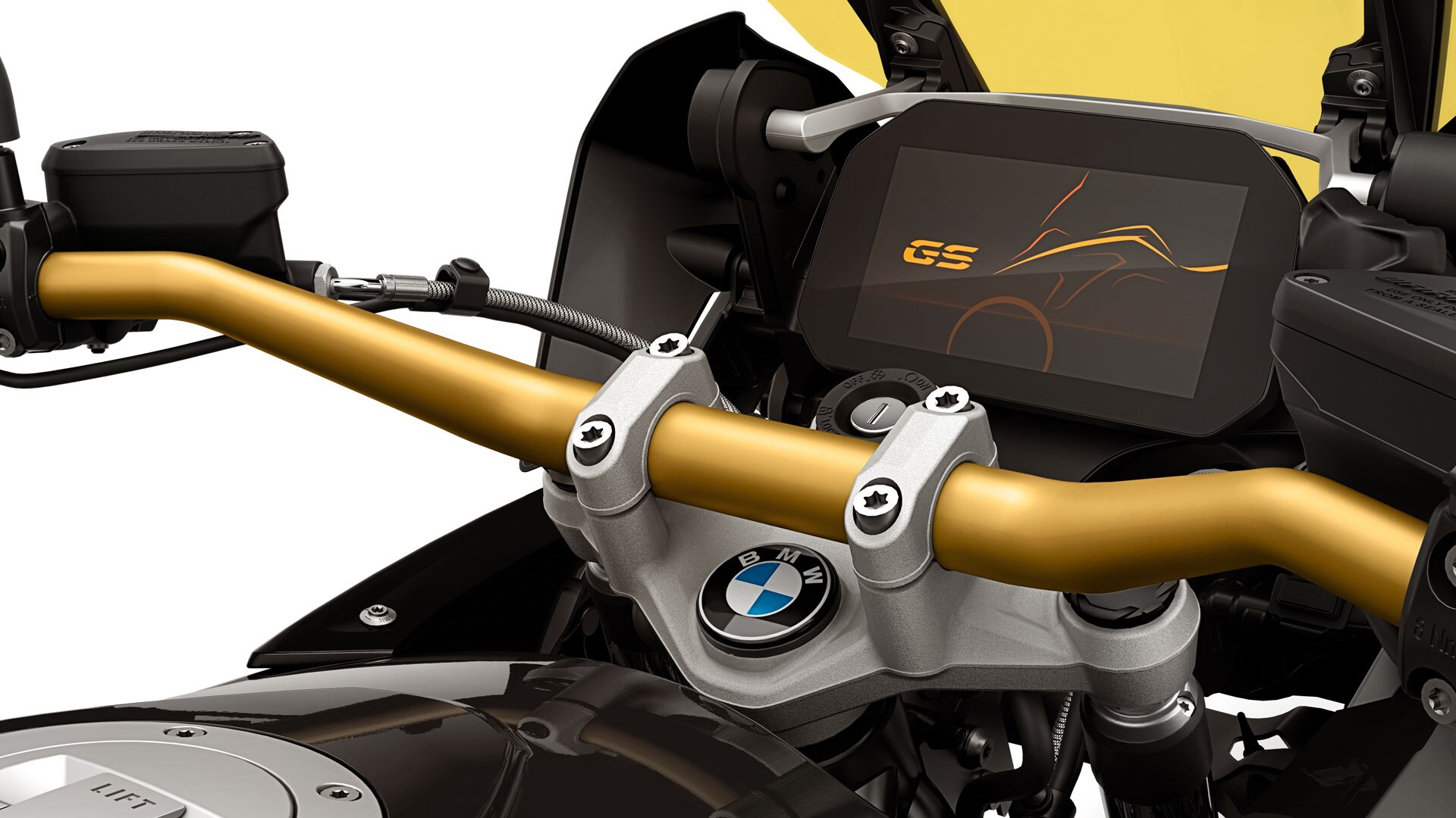 Vemos a Edição “40 Years GS” com guiador dourado.
