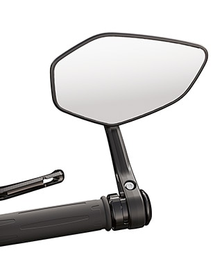 Espelhos maquinados nas extremidades do guiador da BMW M 1000 R