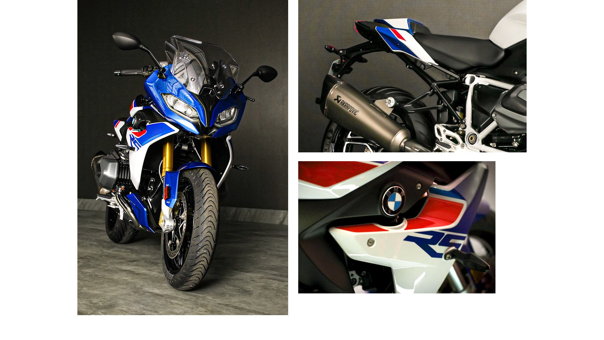 Colagem da R 1250 RS com destaques de design