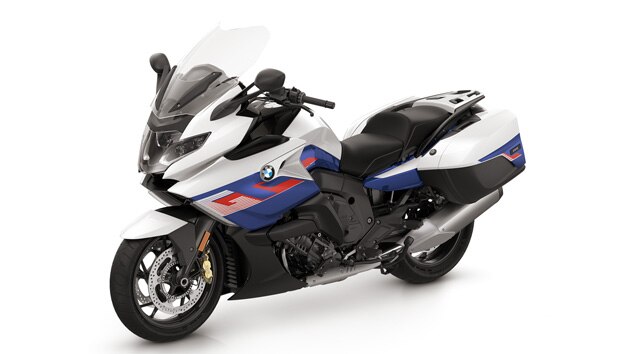 K 1600 GT em Branco/Azul “racing” metalizado/Vermelho “racing”.